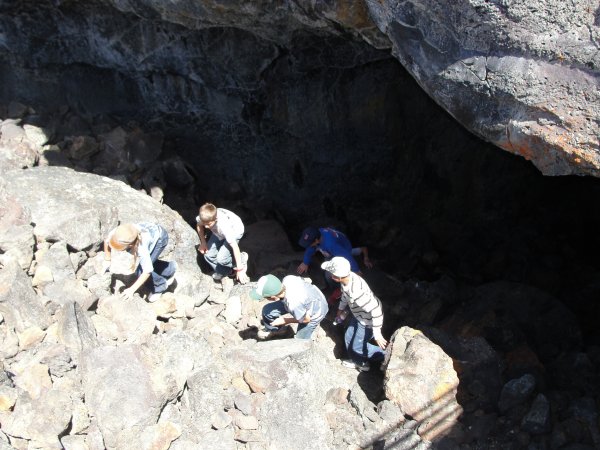 looking down into the entrance you can see students scampering about.